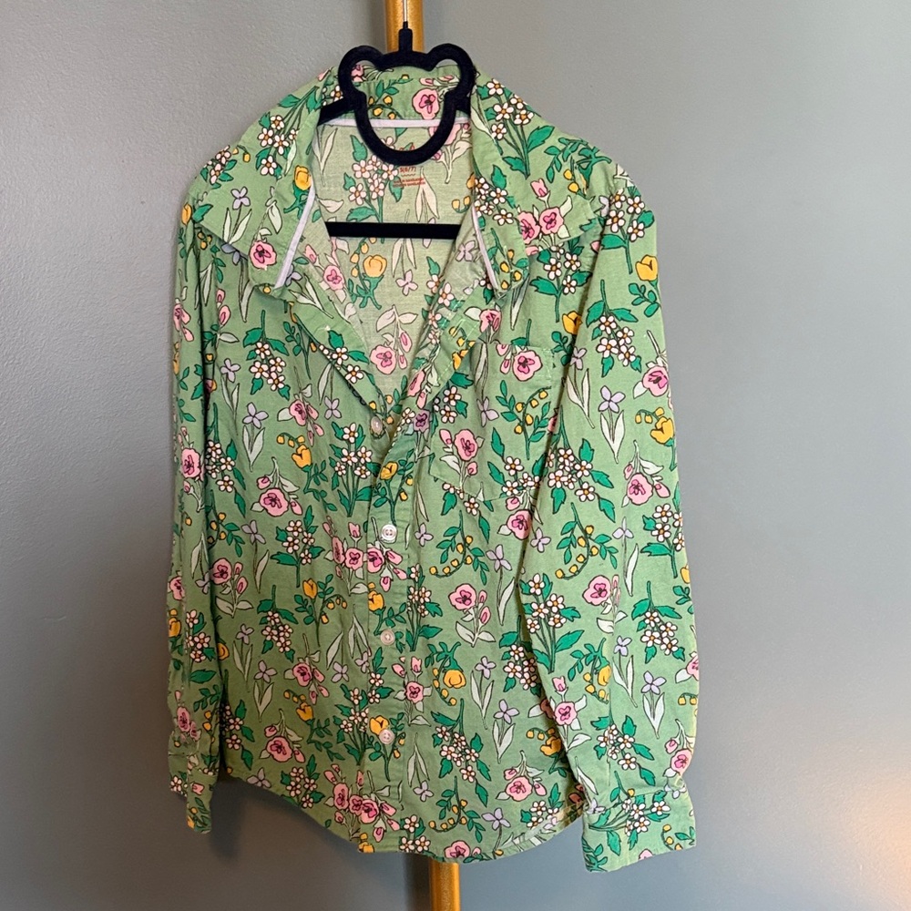 Cat & Jack Green Floral Button-Up Blouse